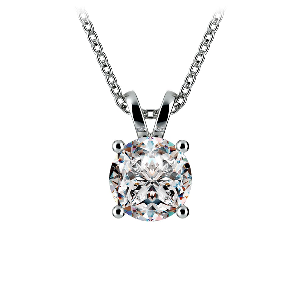 0.5/ 0.75 Ctw Prong Set Round Diamond Pendant In White /Yellow Gold G-VS